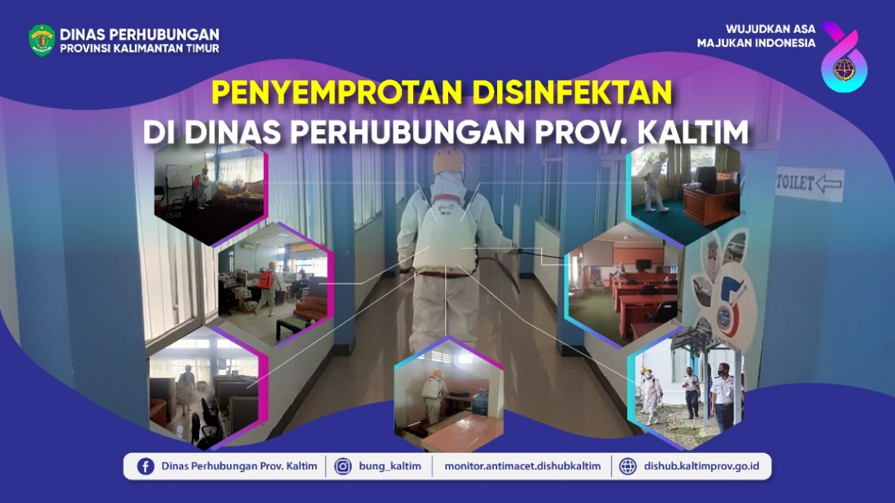 Penyemprotan Disinfektan Di Dinas Perhubungan Prov. Kaltim Oleh Tim BPBD Prov. Kaltim