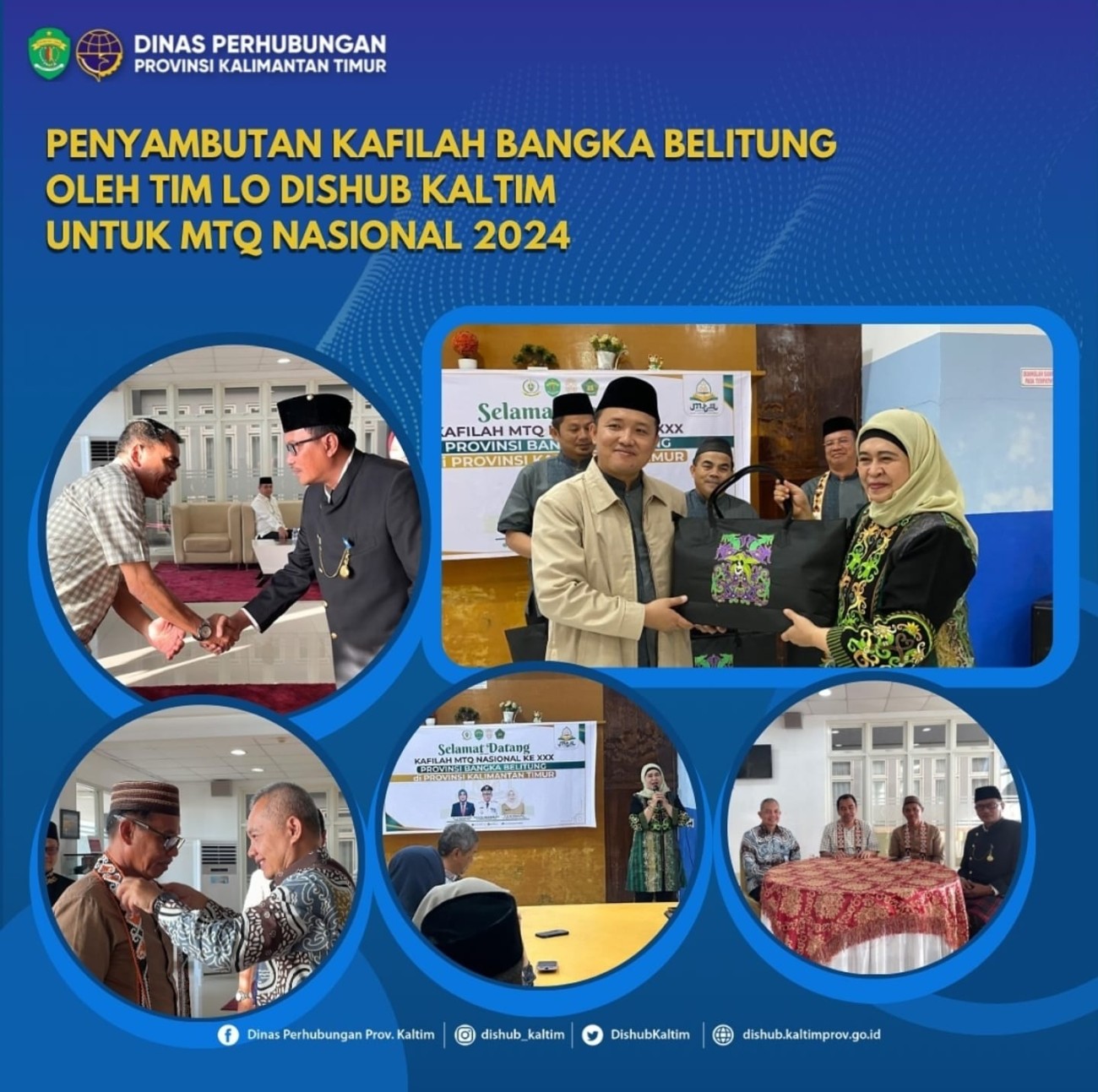 Penyambutan Kafilah Bangka Belitung Oleh Tim Lo Dishub Kaltim Untuk Mtq Nasional 2024