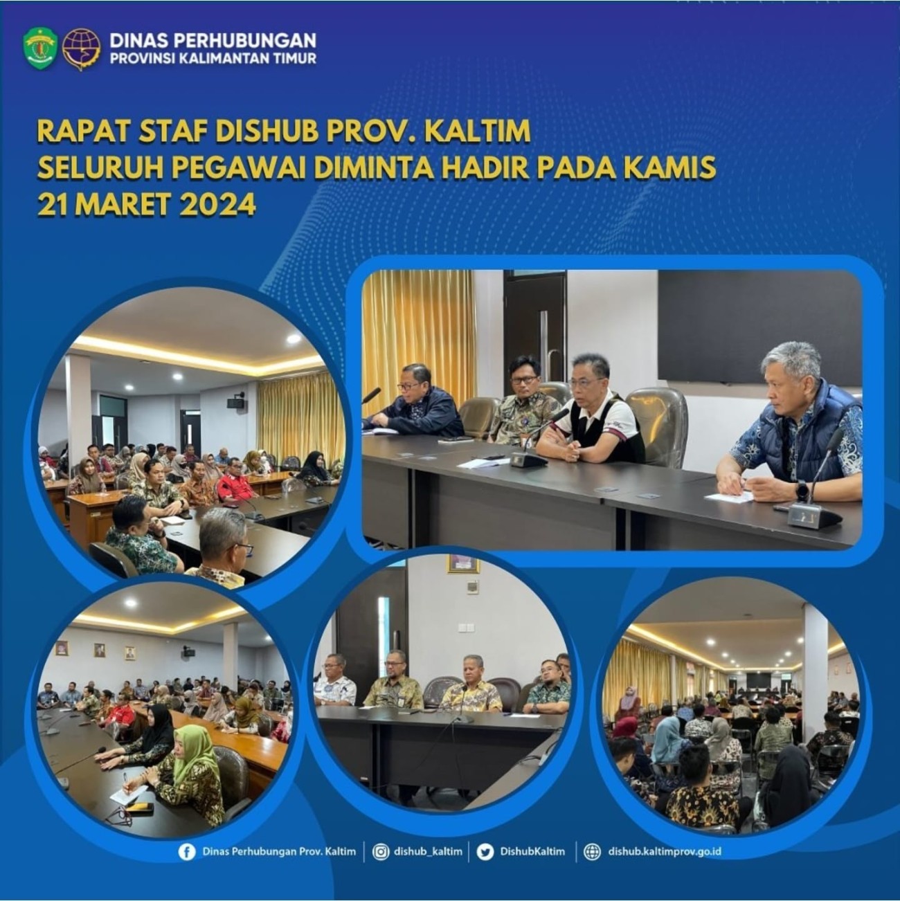 Rapat Staf Dishub Provinsi Kaltim seluruh Pegawai diminta hadir pada Kamis 21 Maret 2024