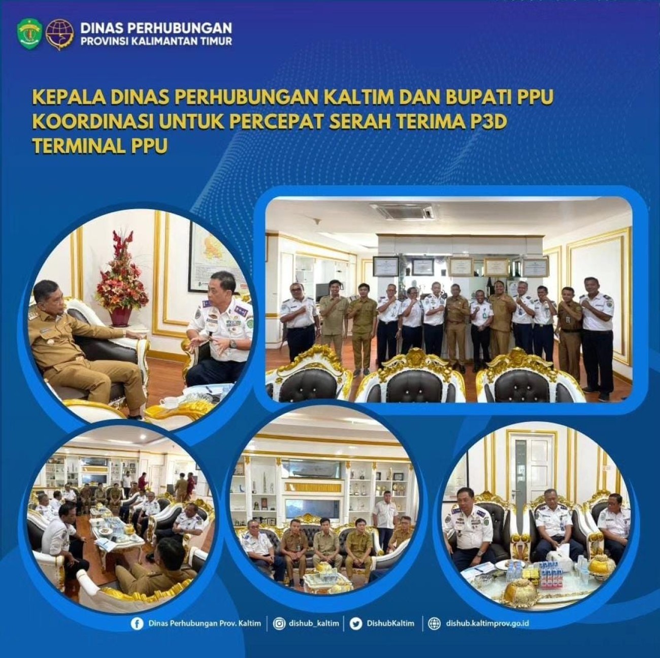 Kepala Dinas Perhubungan Kaltim melaksanakan koordinasi dengan Bupati PPU (Ir. H. Hamdam Pongrewa) terkait serah terima P3D terminal PPU