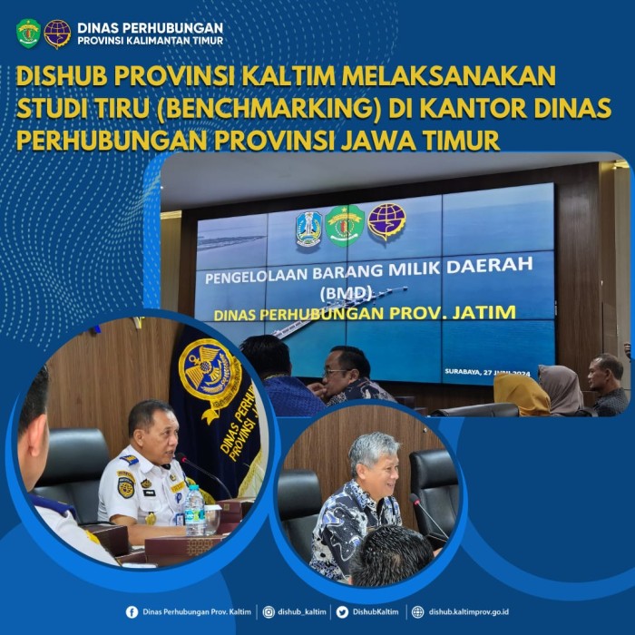 Dishub Provinsi Kaltim melaksanakan Studi Tiru (Benchmarking) di Kantor Dinas Perhubungan Provinsi Jatim